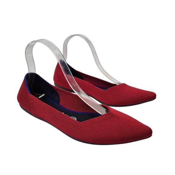 Rothys Womens The Point Flats Size 8.5 Red Mesh Knit Comfort Classic Career - Picture 1 of 8